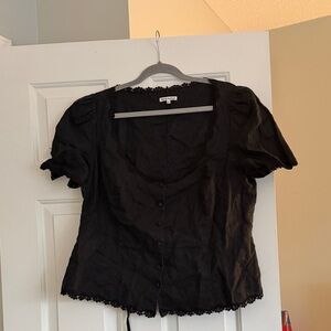 Size 14 Reformation Anabella Black Puff Sleeve Blouse *read descrip*